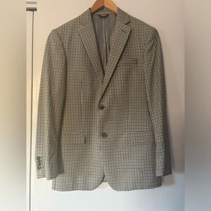Michael Kors Mens Gray Check Sport Coat Blazer Jacket 38R Two Button Long Sleeve
